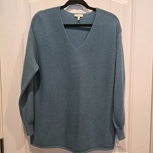 Ella Moss Women's Blue V-Neck Sweater